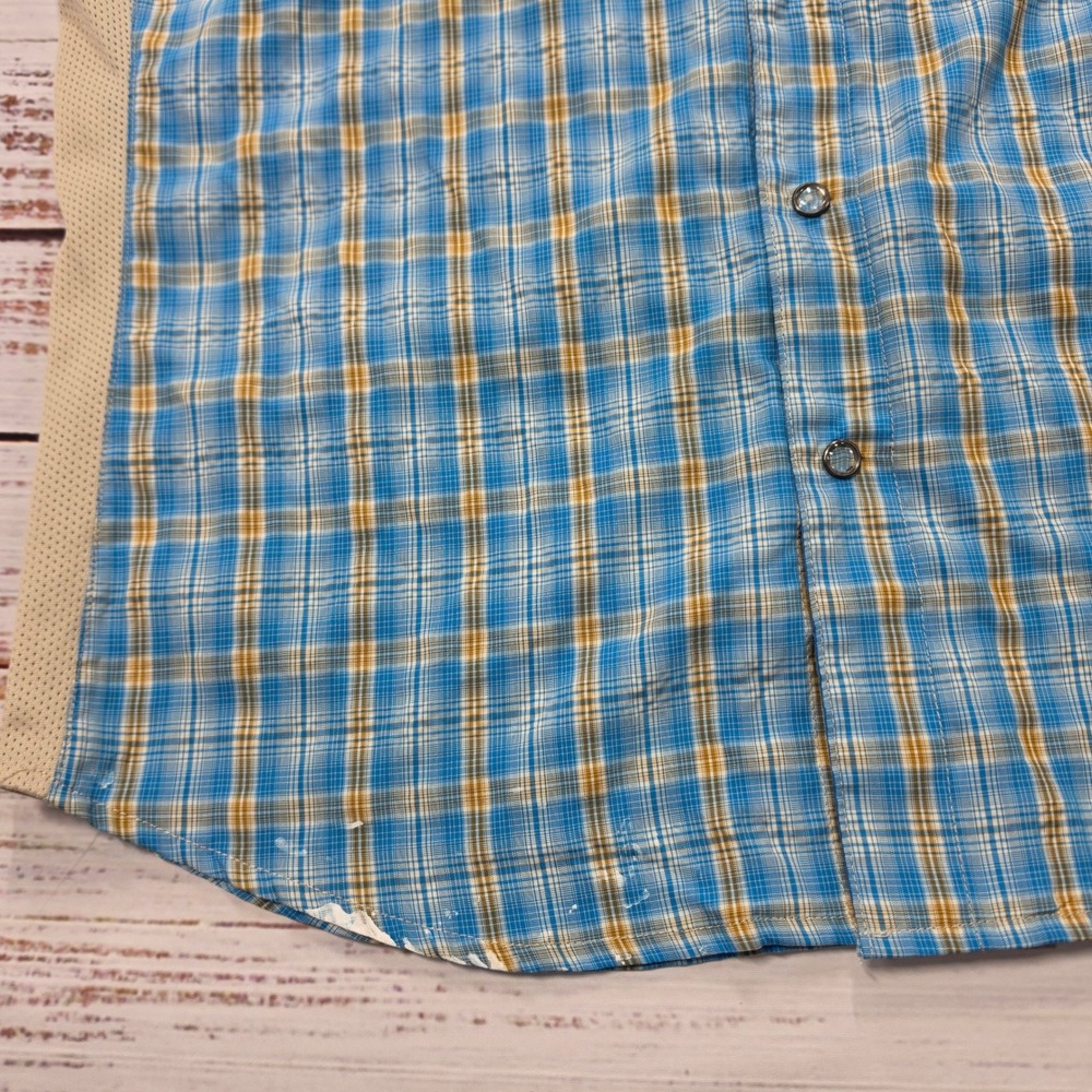 Club Ride Cycling Shirt Mens Medium Blue Plaid Good Vented Zipper Snap MTB Top - Picture 8 of 13